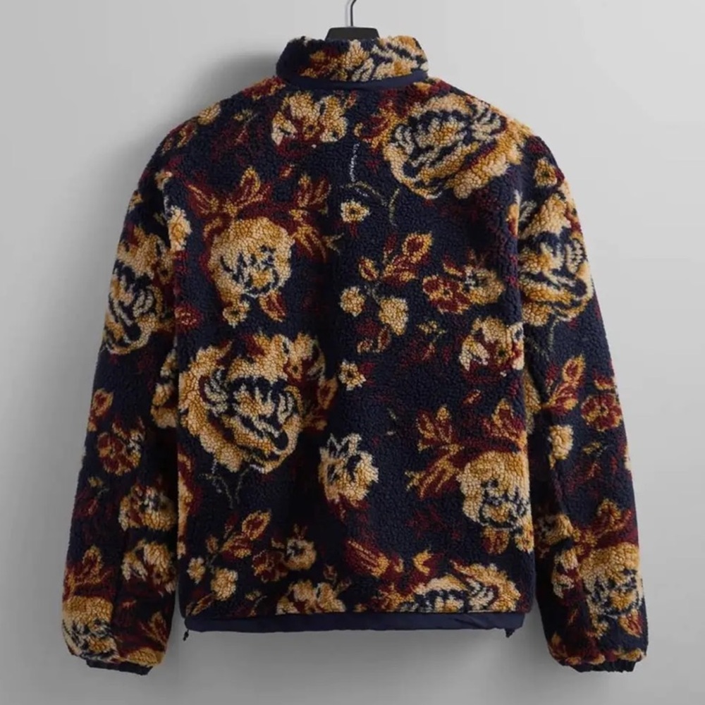 Kith Pinehurst Sherpa Navy and Cream Floral Teddy Jacket, new without tags - Picture 3 of 6